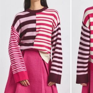 Derek Lam 10 Crosby Mixed Stripe Wool Blend Sweater Size S